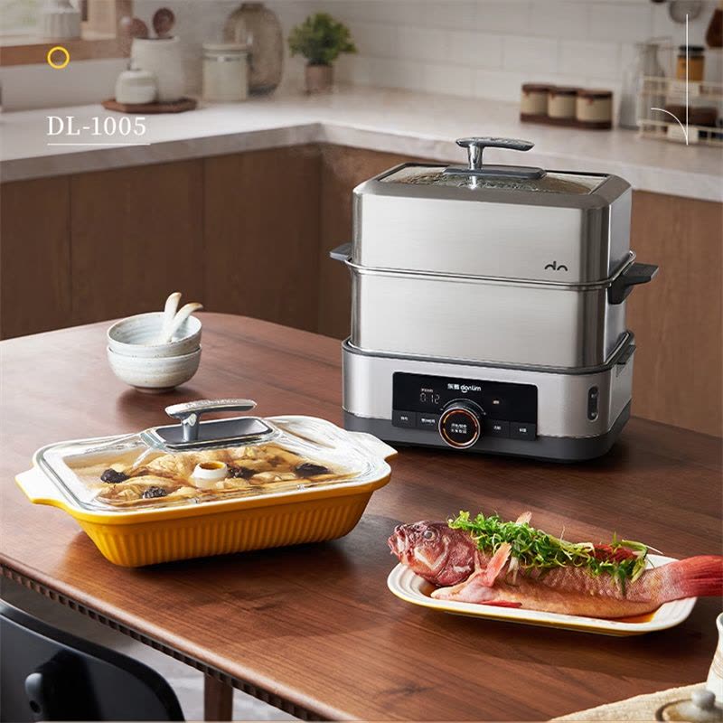 东菱(DonLim)DL-1005电蒸锅电炖锅蒸煮一体多功能锅双层大容量不锈钢陶瓷汽锅鸡高温速蒸预约保温图片
