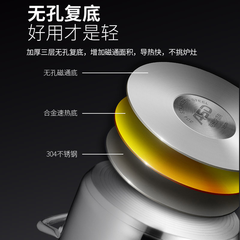 爱仕达(ASD)蒸锅家用304不锈钢蒸笼小22CM汤锅单层锅汤蒸两用锅燃气电磁炉通用蒸汽锅宝宝辅食锅蒸馒头ZS22T1Q