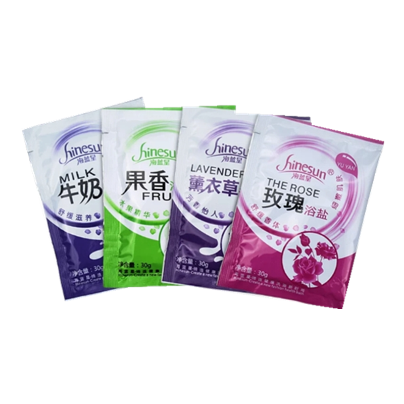HINESUN/海蓝星 沐浴泡澡盐袋装清洁芳香洗脚浴盐4款混合装100袋/盒