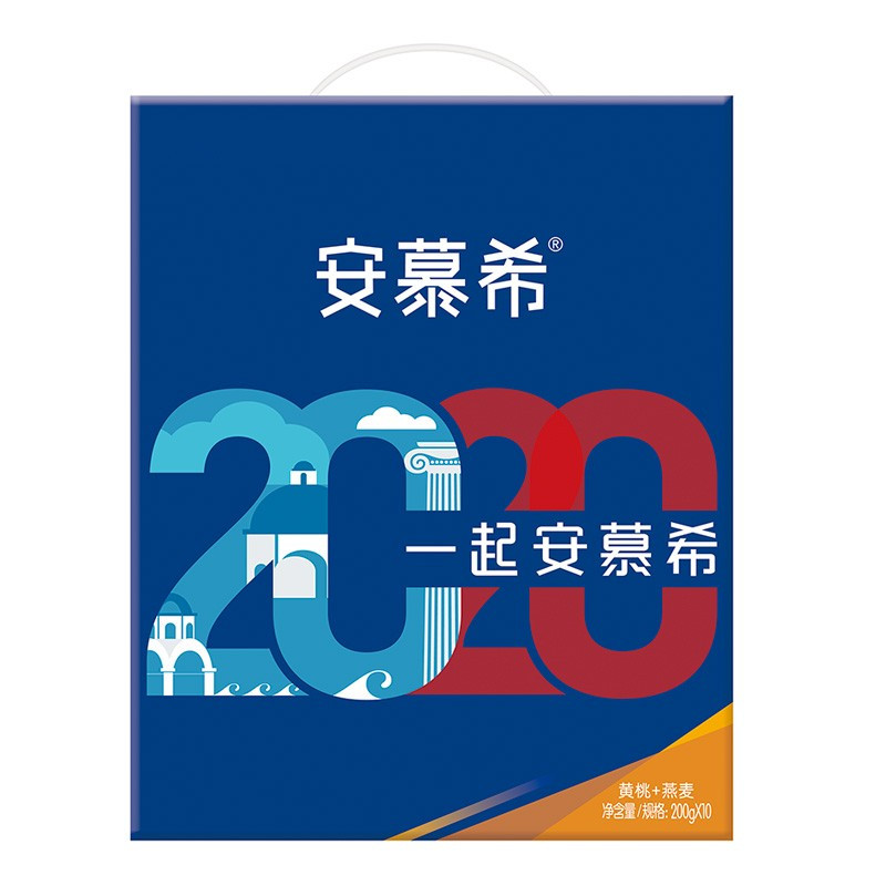 伊利 安慕希高端畅饮希腊风味酸奶 芒果百香果味 230g*10瓶礼盒装