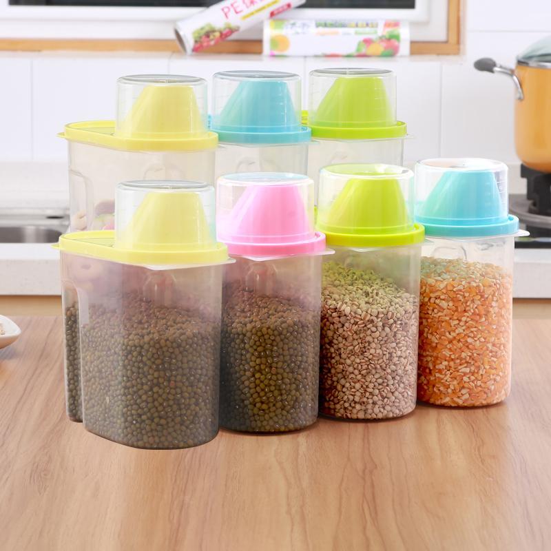 4件套 厨房用品大号有盖装五谷杂粮食品密封罐储物瓶塑料小收纳盒