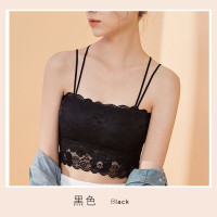 浪莎抹胸内衣女性感蕾丝美背吊带背心无钢圈防走光裹胸式文胸罩DT L适合100-130斤 黑色单件装