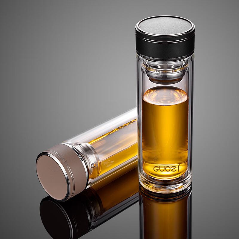 果兹玻璃杯350ml星辰双层小型茶水分离杯GZ-S59(随机发货)