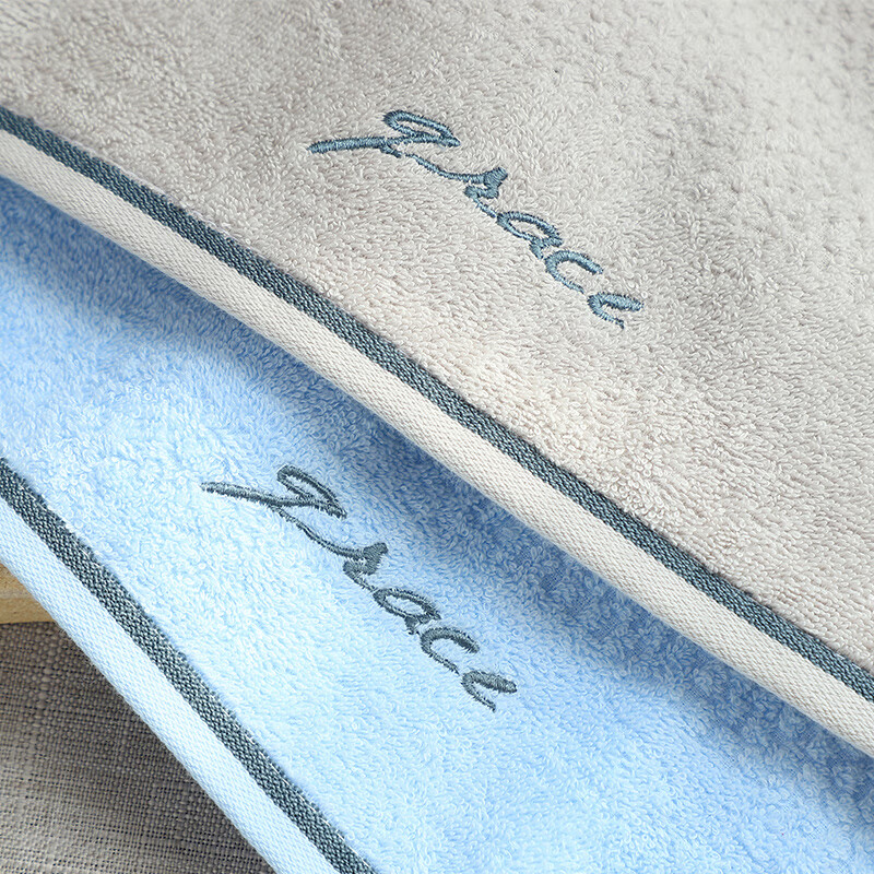 洁丽雅(grace)7253 纯棉毛巾 2条装 (单位:条)兰/灰高清大图