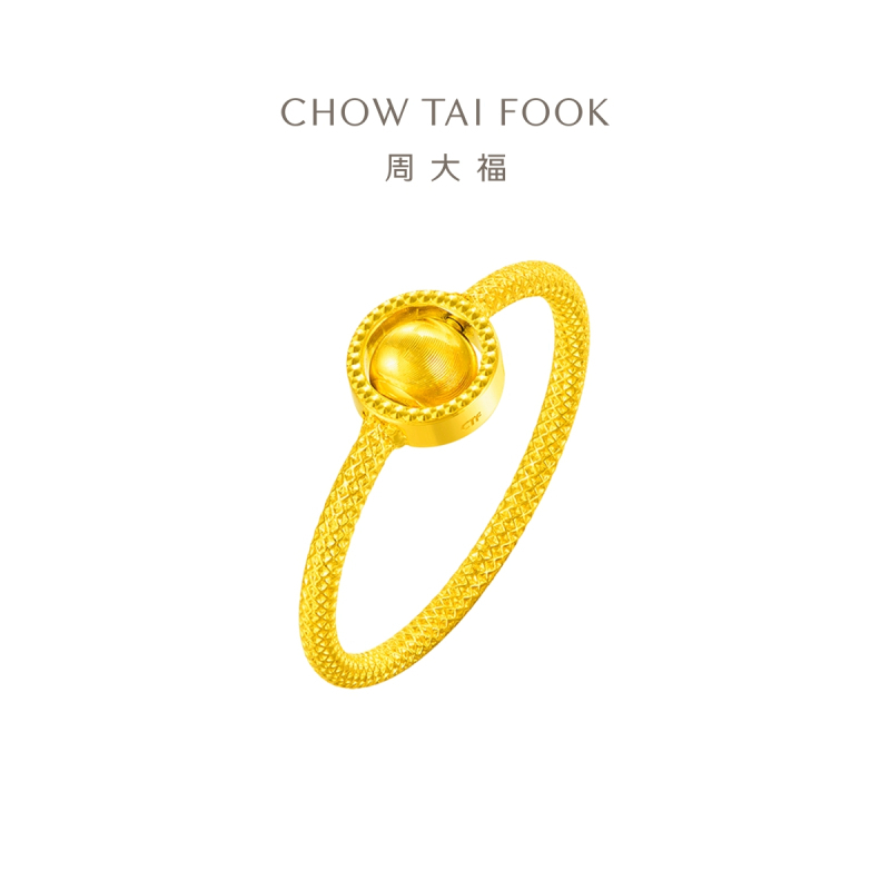 周大福ING系列时来运转猫眼足金黄金戒指 R30137精选