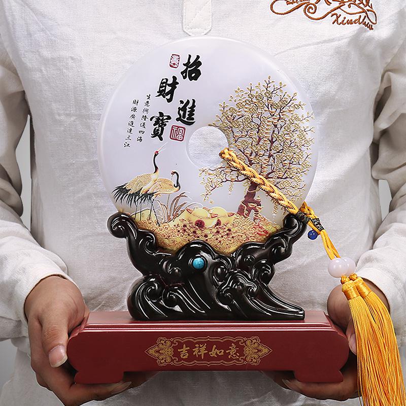 美帮汇玉石平安扣摆件现代中式家居客厅玄关装饰品办公室样板房摆设高清大图