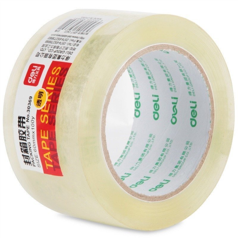 得力(deli) 30369 高透明度封箱胶带/打包胶带 60mm*100y*50um(91.4m/卷) 单卷装