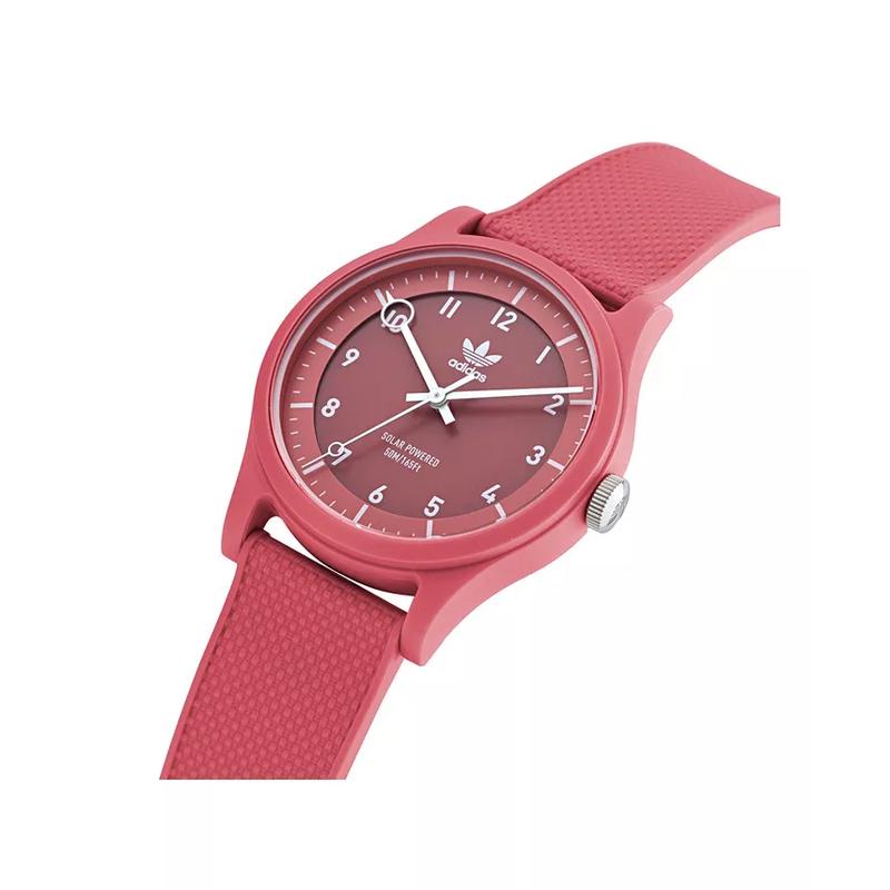 阿迪达斯(adidas)光动能潮流石英表39mm中性款粉色树脂表带防水户外手表高清大图