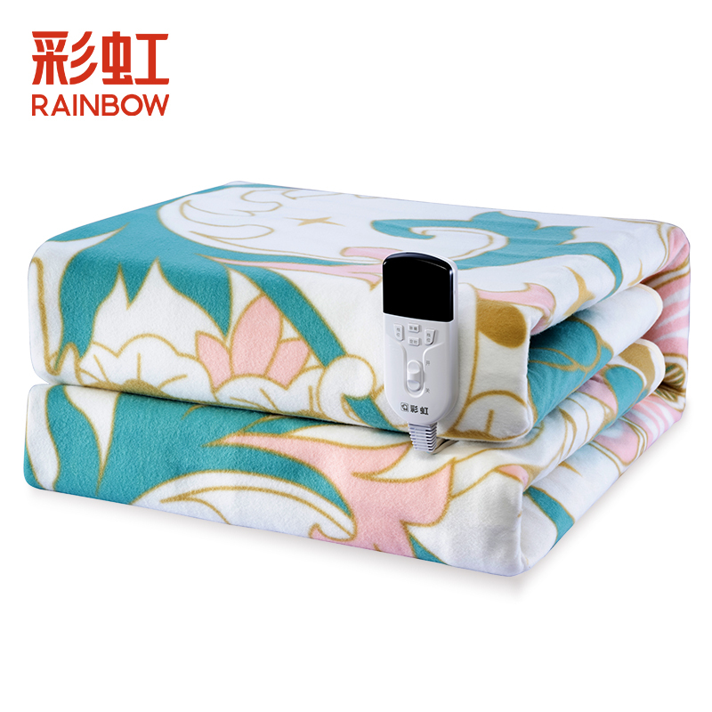 彩虹(RAINBOW)电热毯(2.0米*1.8米)敦煌联名粉色双人双控家用电褥子四档定温放水除湿非水暖毯1888-F