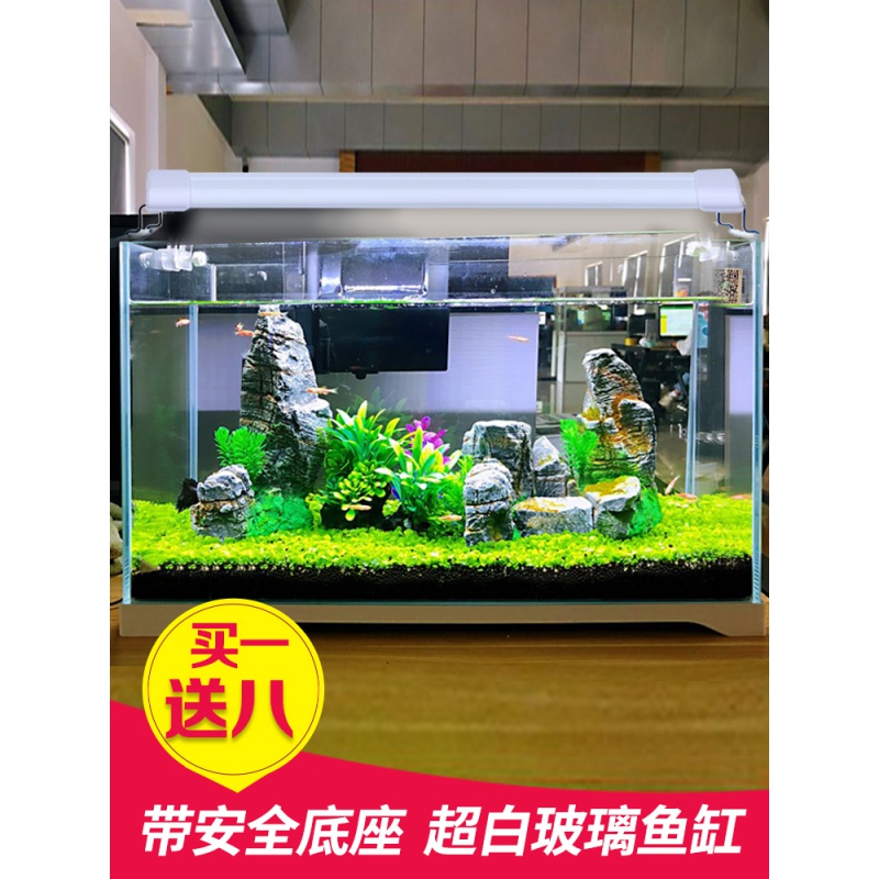 鱼缸客厅小型超白金鱼缸水族箱生态玻璃水造景套餐桌面迷你家用高清大图