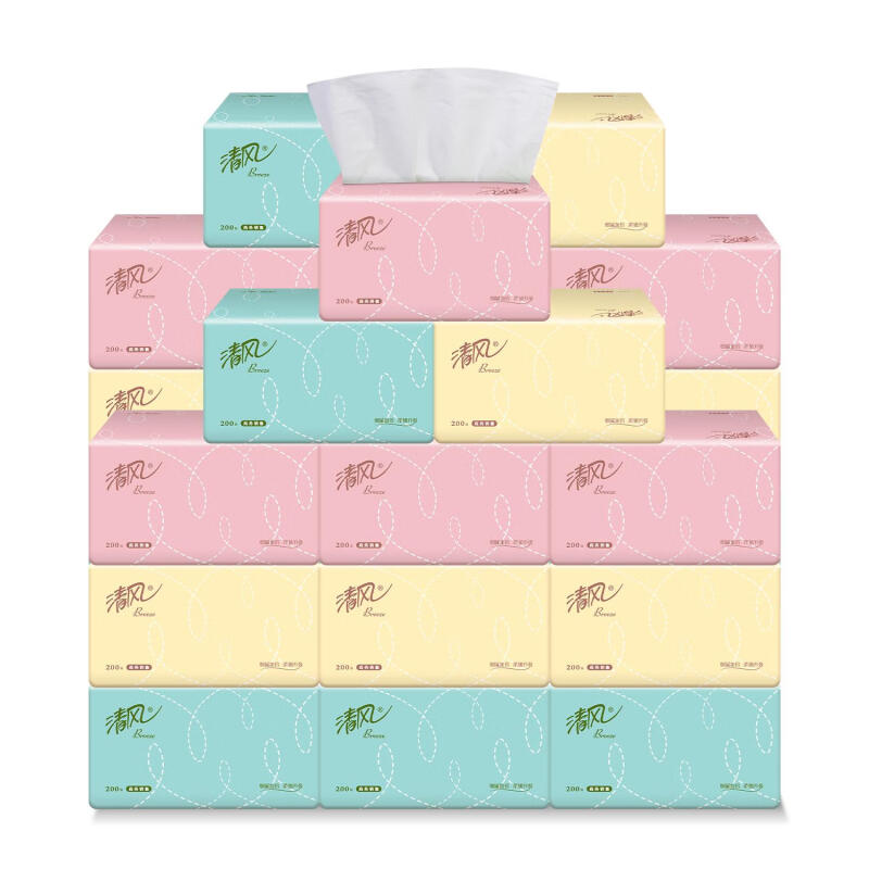 清风 商务专用 BR38AC 原生木浆抽取式面巾纸200抽1箱48包装