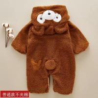 婴儿连体衣冬季加厚外出服秋加绒套装睡衣新生儿衣服男女宝宝哈衣 棕色达菲熊薄款 升级版 73 码(60-66厘米)