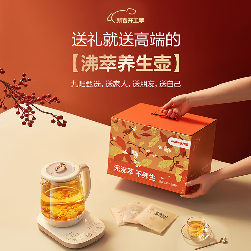 九阳(Joyoung)家用养生壶迷你 低功率恒温水壶 0胶水轻音玻璃煮茶器 15WY1J(office)