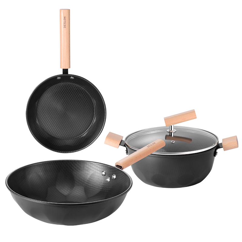 德世朗 无涂层锻造精铁锅三件套 -DFS-TZ834B