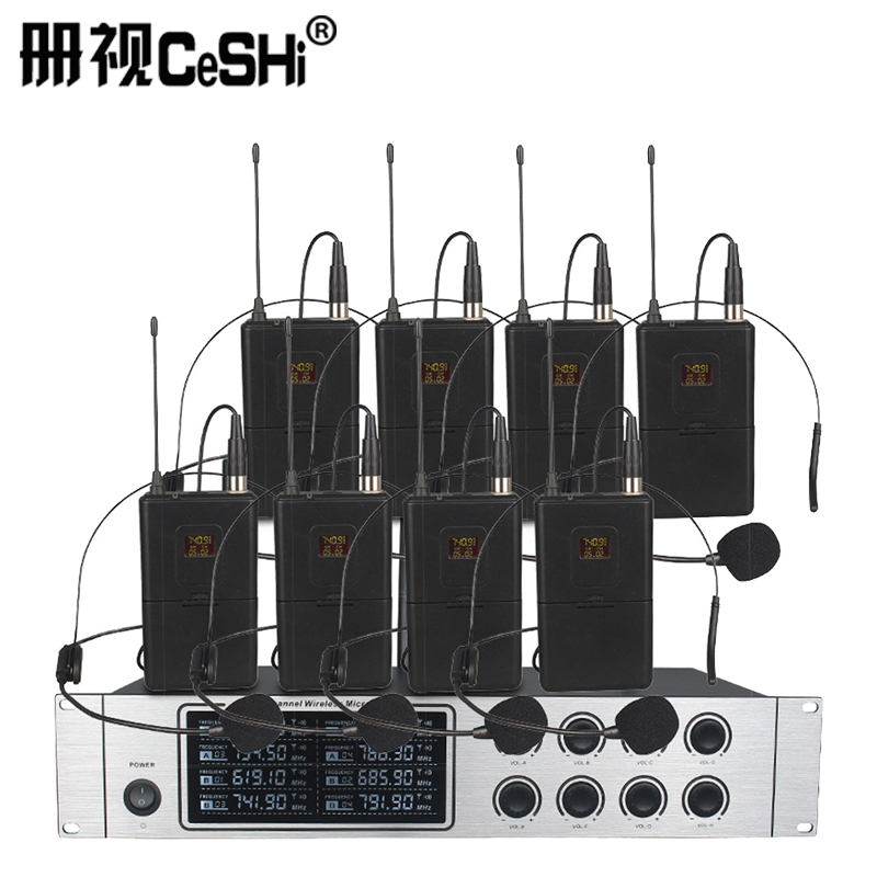 册视固U无线麦克风一拖八配头戴式或领夹式腰包话筒GU-880套高清大图