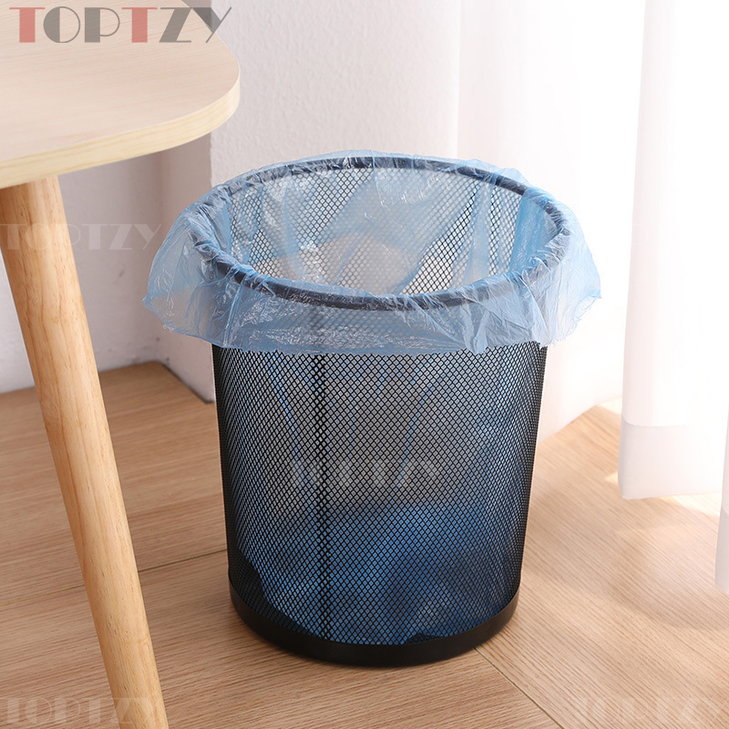 toptzy TZ4022202 网状圆形垃圾桶铁艺垃圾篓无盖纸篓 黑色中号高清大图