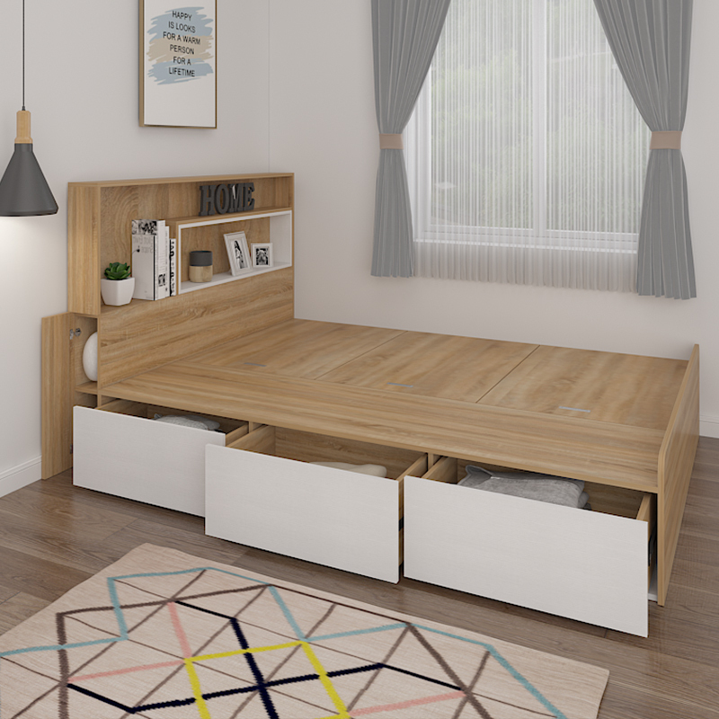 板式床家具闪电客卧室抽屉床小户型储物床定做北欧l形床头单双人床