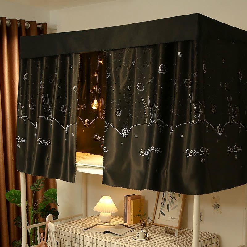 大学生加厚床帘 大学女寝室上铺下铺宿舍遮光布 简约物理遮光帘图片