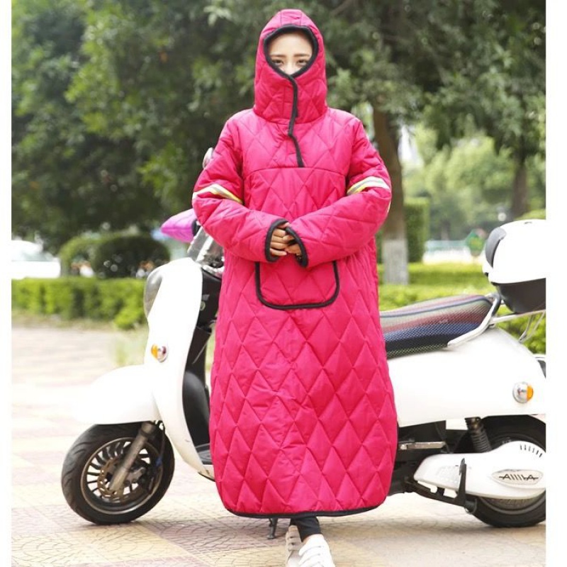 依蓝圣雪骑车电动车防风衣女冬季加厚防寒保暖防水连帽电瓶摩托车挡