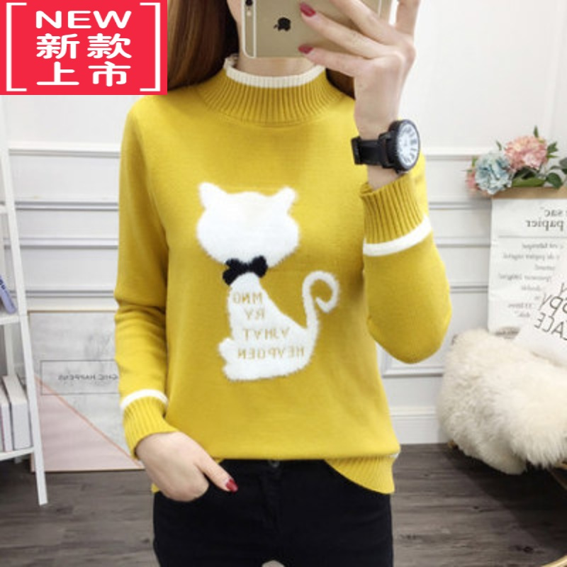 可莉允12岁大童女孩秋冬装圆领毛衣13高初中学生15岁针织打底衫保暖上衣