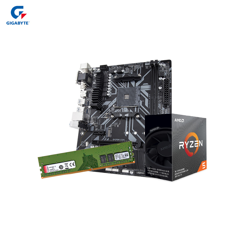 技嘉B450M-S2H主板+AMD R5 3600处理器+KVR DDR4 2666