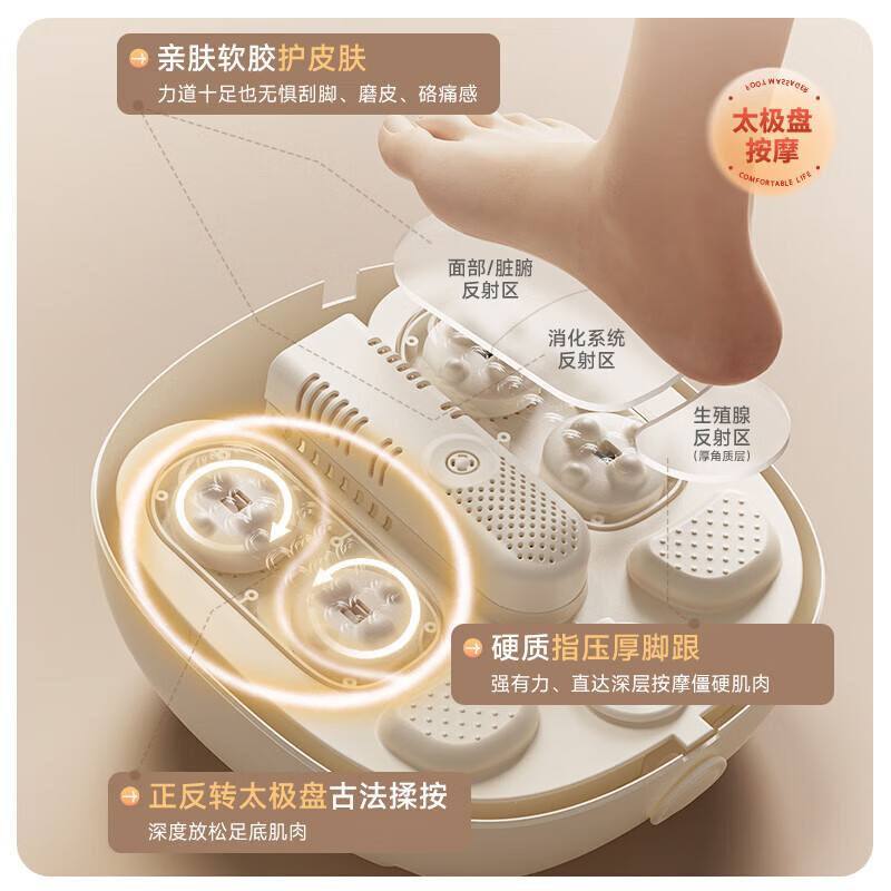 小熊(Bear)泡脚桶全自动按摩恒温加热躺泡小白桶足浴盆杀菌洗脚桶软胶洗脚盆高深桶 ZYP-E08U7-P01高清大图