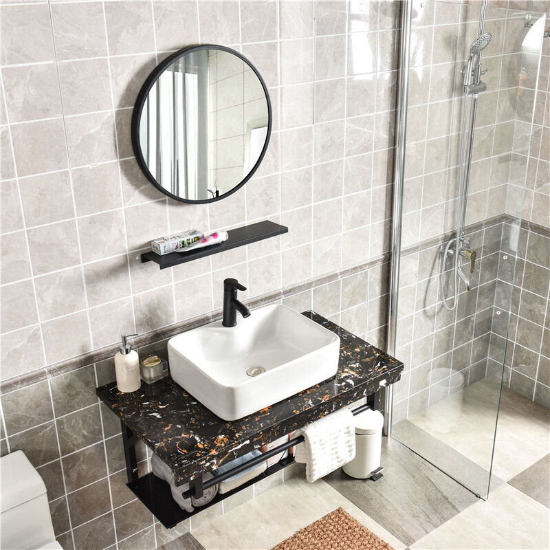 简约挂墙式洗手盆柜组合大理石台上盆壁挂式洗面盆工业风洗漱台安心抵