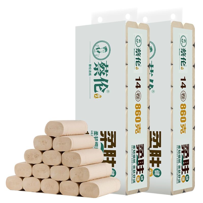 蔡伦芦苇本色卫生纸无芯卷纸厕纸1442卷餐巾手纸家用家庭装芦苇本色28