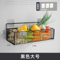 厨房置物架葱姜蒜调料收纳神器壁挂沥水架子墙上菜篮子储物篮杂物 加粗款黑色大号-1个-免打孔