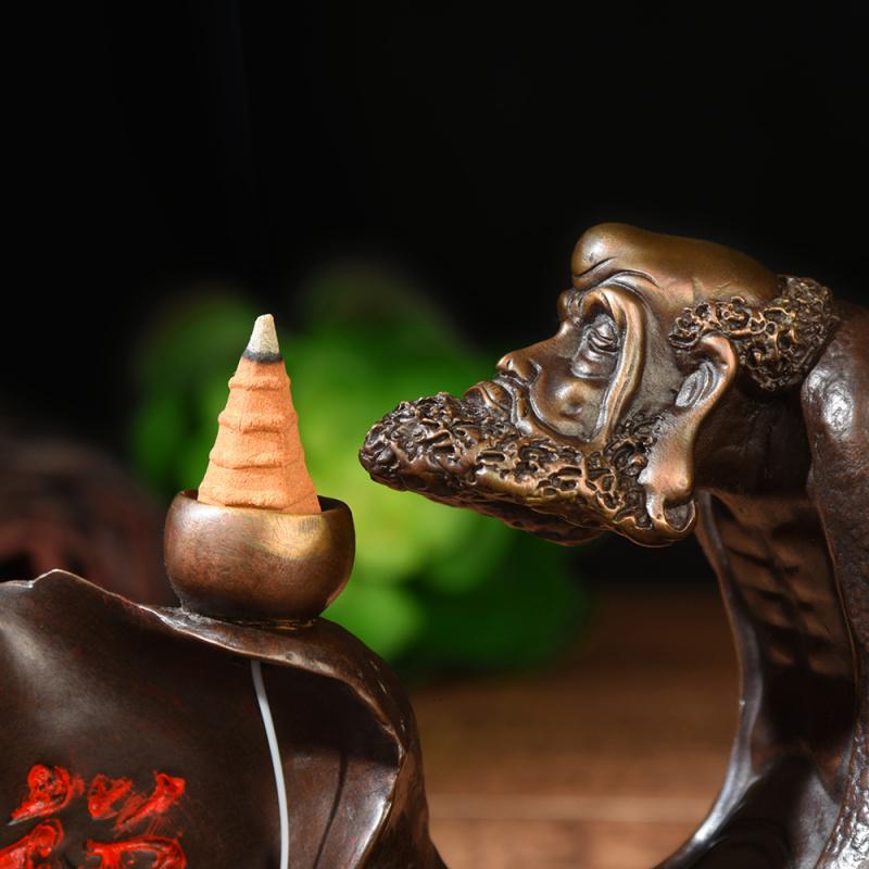 家柏饰(CORATED)倒流香炉创意摆件达摩 悟道祖师茶室会所饰品现在中式铜高清大图
