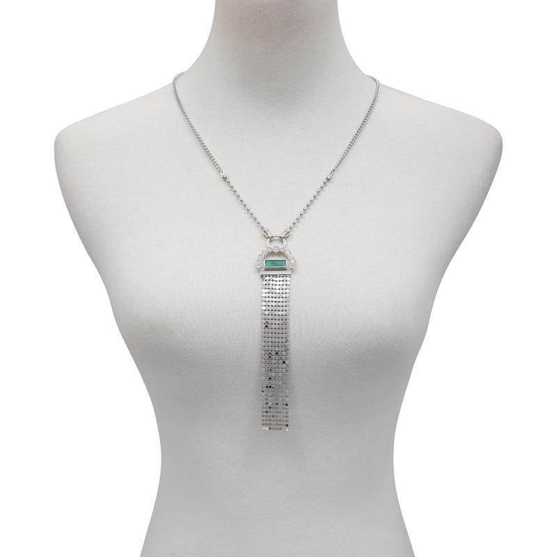GUESS女士流行绿石银色流苏Y型项链百搭潮款饰品高清大图