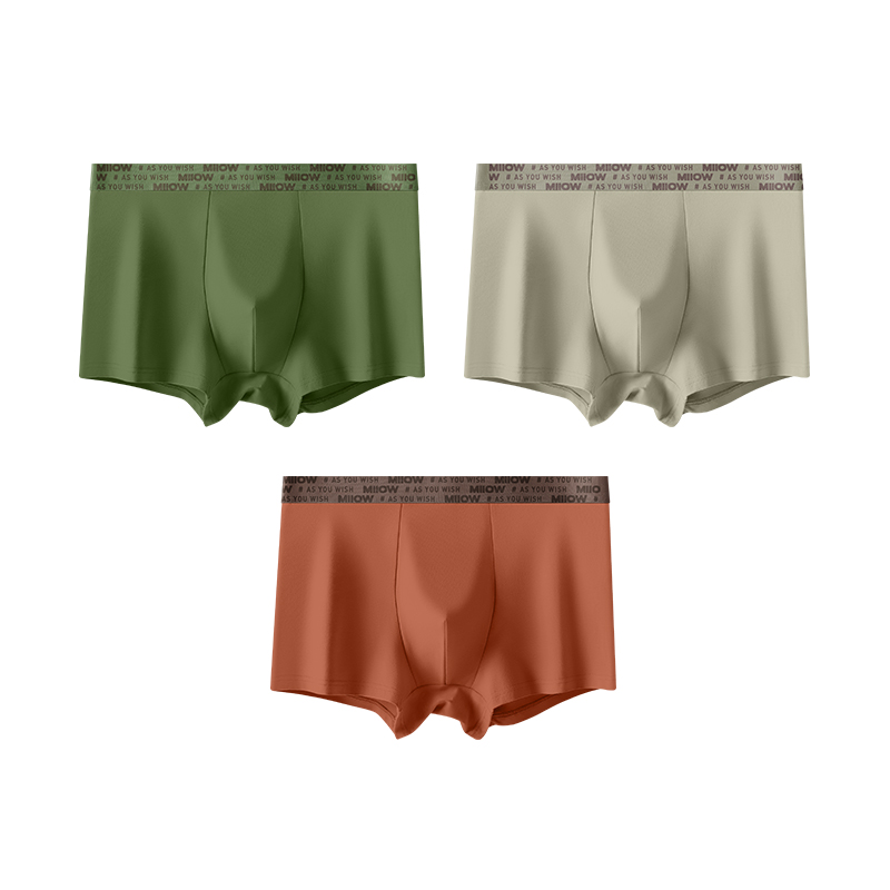 猫人80S精梳棉男士内裤纯棉防阴囊潮湿2025新款全棉抑菌裆平角裤 2XL【推荐125-145斤】 灰绿/灰杏/橘橙
