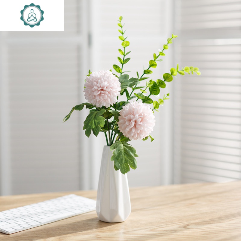 日式仿真花客厅摆件花束假花装饰餐桌花北欧欧式陶瓷小盆栽花艺封后绣球粉套装仿真植物图片 高清实拍大图 苏宁易购