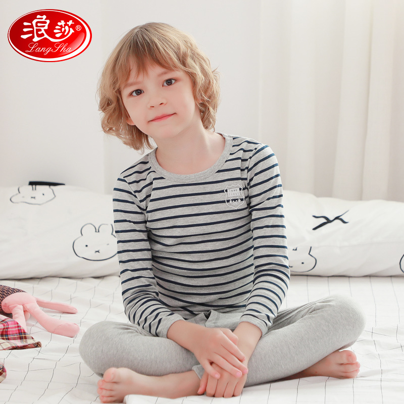 男童秋衣秋裤儿童纯棉男孩冬季棉毛衫女童中大童保暖内衣套装全棉_617870