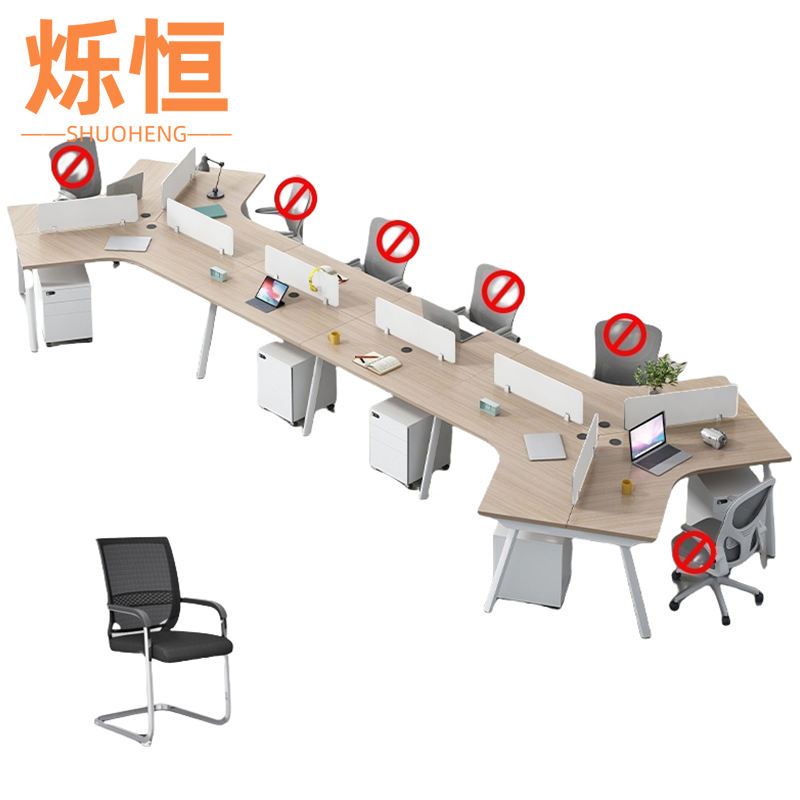 烁恒 屏风办公桌 十人位含柜含椅 套高清大图