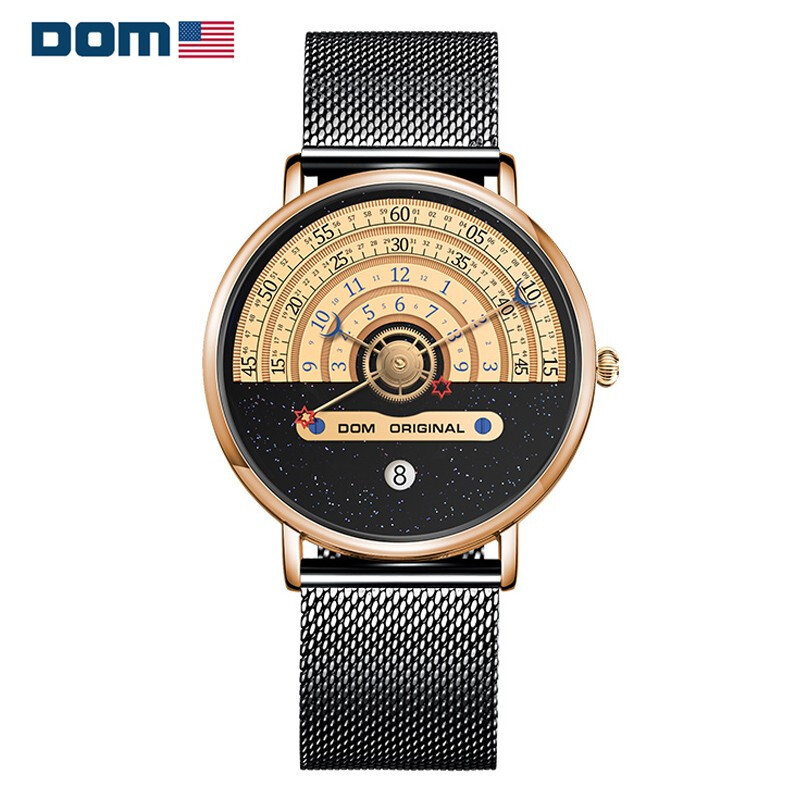 美国dom男士石英表轮回手表男士钢网带防水经典时尚大气手表视频