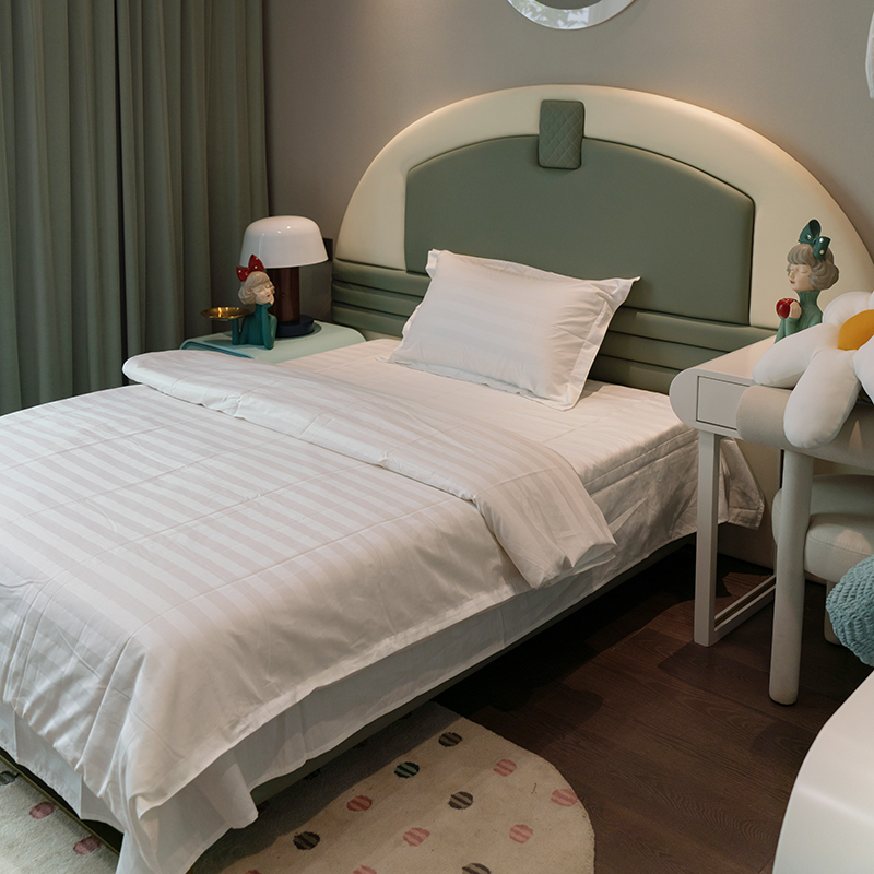 福芳床上用品纯棉白色条纹床单单件装270cm*180cm/件高清大图