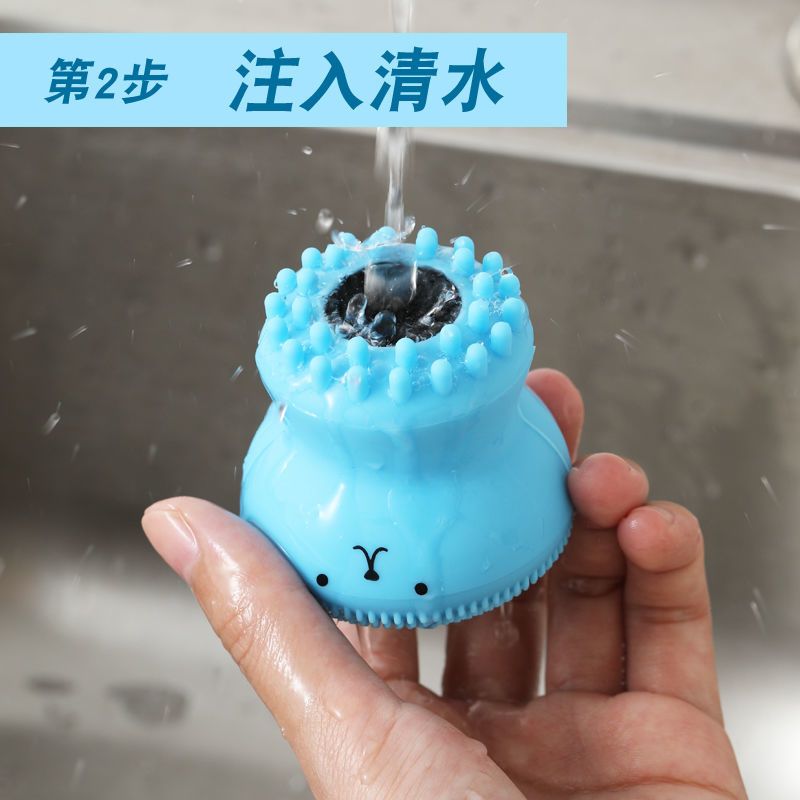[不粘锅专用]硅胶不伤锅清洁球家用厨房洗碗海绵擦刷锅神器刷子 使用方法:注入洗洁精和水 一按就出泡 [不伤锅]小章鱼硅胶