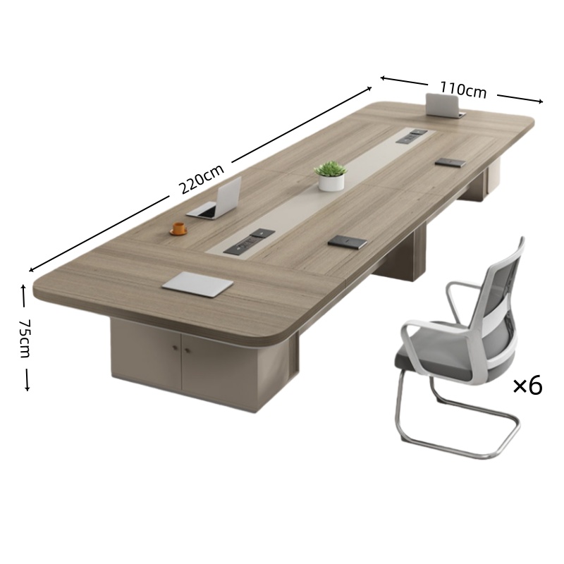 芙首泰会议桌椅2.2*1.1*0.75米+6椅套高清大图