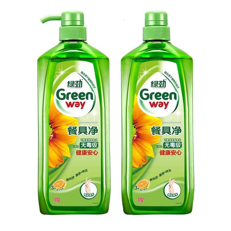 绿劲 柚子金桔餐具净洗洁精1.28kg*2 可洗涤食品用 无毒级 不伤手 威露士出品 洗碗剂/洗涤灵