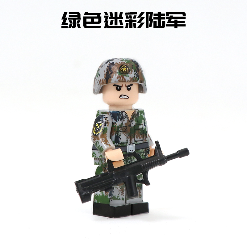 兼容乐高军事人仔07迷彩陆军特种兵红海行动男生收藏模型兵人积木 荒漠陆军5个配武器高清大图