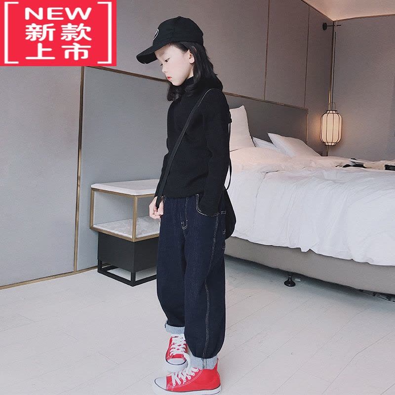 可莉允 女童打底针织衫2022秋冬装中大童洋气中高领修身内搭毛衣图片