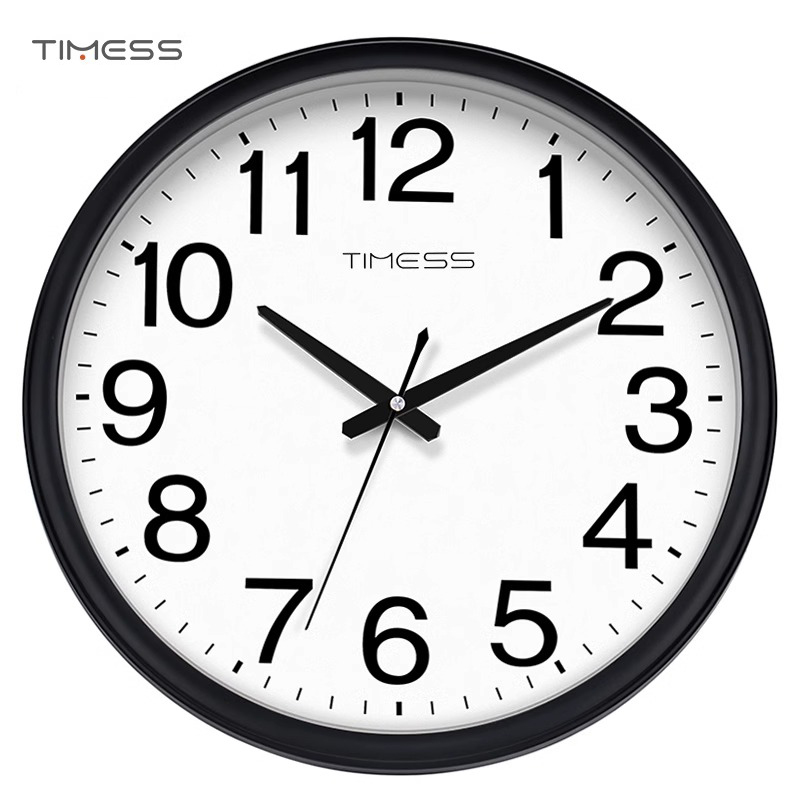 TIMESS钟表挂钟客厅钟挂墙日历家用时尚2024新款时钟石英电子 耀黑【简约款】 16英寸（直径40.5厘米）