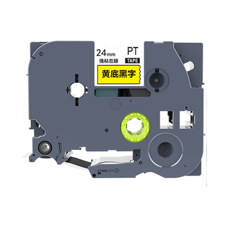 羚翎 LZe-651 适用兄弟标签机 24mm 标签机色带 黄底黑字高清大图
