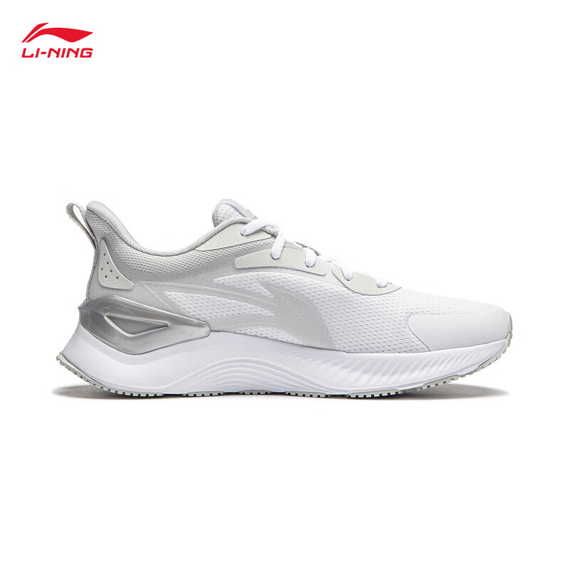 李宁(LI-NING) 跑步鞋女款 ARHU024-4 标准白/水滴灰 美码4.5-9(参考码数对照表并备注)