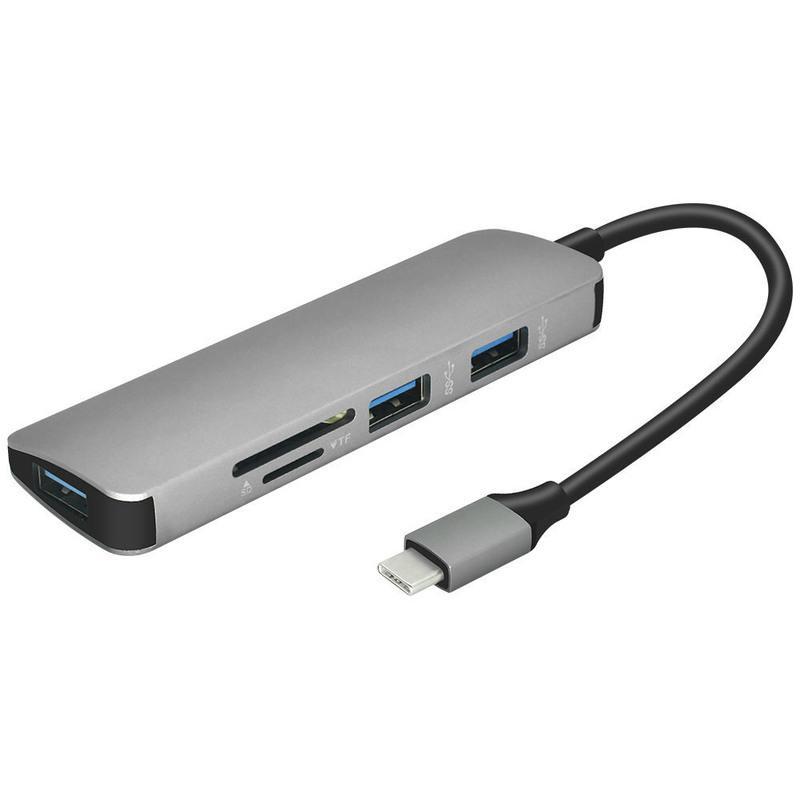 灰色 USB3.0*4带充电功能 typec扩展坞转高清HDMI集线器USB3.0分线器OTG读卡器安卓手机扩展