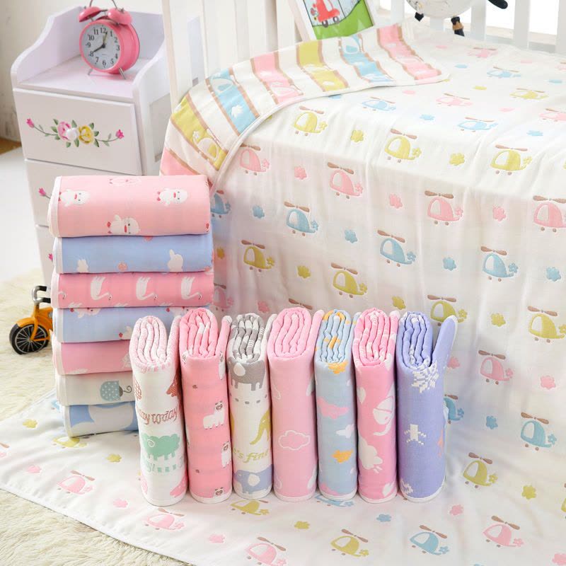 婴儿浴巾宝宝纯棉儿童夏凉被包被新生儿纱布四季超柔被子加厚图片