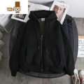YANXU拉链连帽开衫卫衣男羔绒长袖夹克加绒加厚休闲运动保暖外套男上 5XL180-200斤 黑色拉链卫衣加绒款