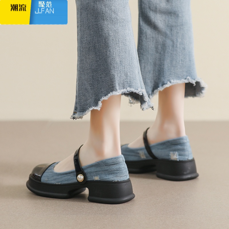 聚范小香风玛丽珍鞋女夏季厚底法式单鞋配裙子jk小皮鞋大码女鞋41一43高清大图