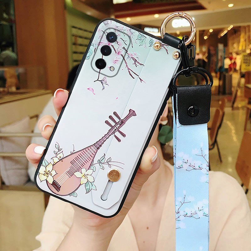 OPPO A93手机壳防摔软PEHM00保护套腕带支架硅胶全包边超薄创意潮 柳叶琵琶 OPPO A93(无挂绳)